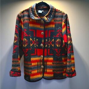 Vintage IVY Wool Blend Jacket Southwest Western c1990s SZ Large Made in USA